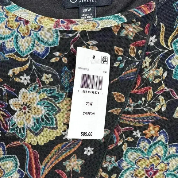NWT Connected Apparel Chiffon Long Sleeve‎ Floral Midi Shift Dress Size 20W - Picture 5 of 6